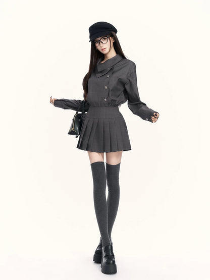 Trench-Inspired Pleated Waist Dress