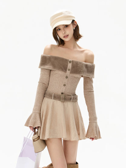 Mink Knit Off-Shoulder Dress
