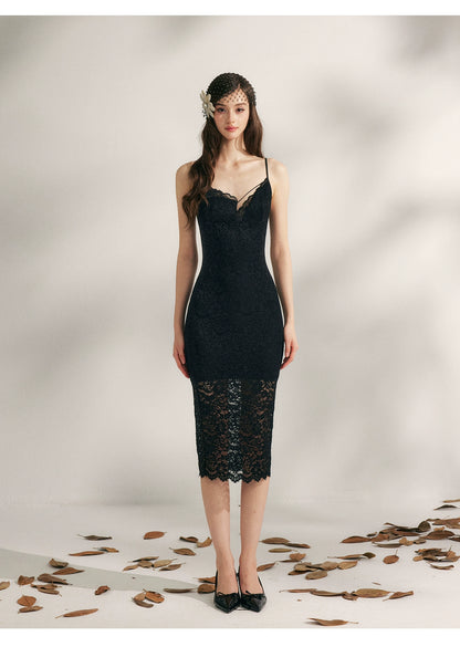 Embroidered Lace Fishtail Dress