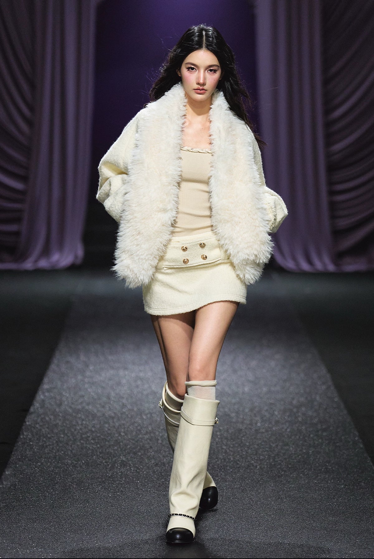 Faux Fur Trim Quilted Cotton Jacket