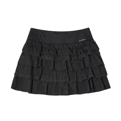 Tiered High-Waist A-Line Puff Skirt