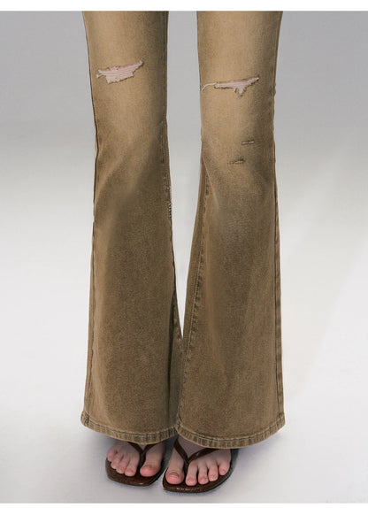 Low-Rise Distressed Washed Denim Jeans