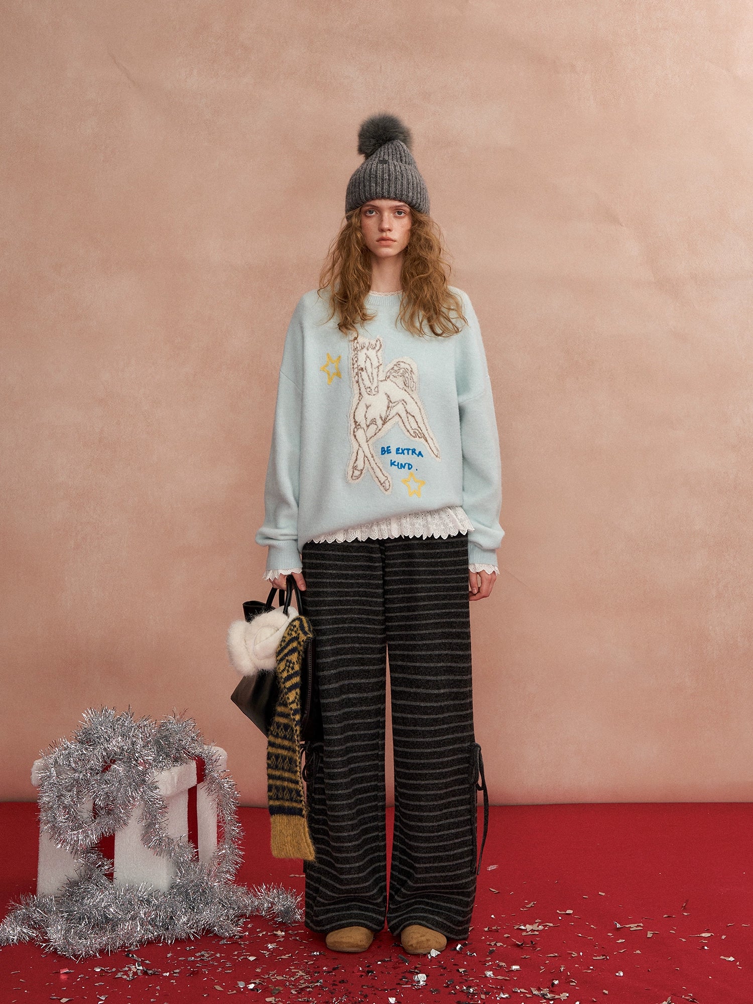 Cyber Pony Jacquard Oversized Knit Sweater