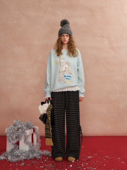 Cyber Pony Jacquard Oversized Knit Sweater