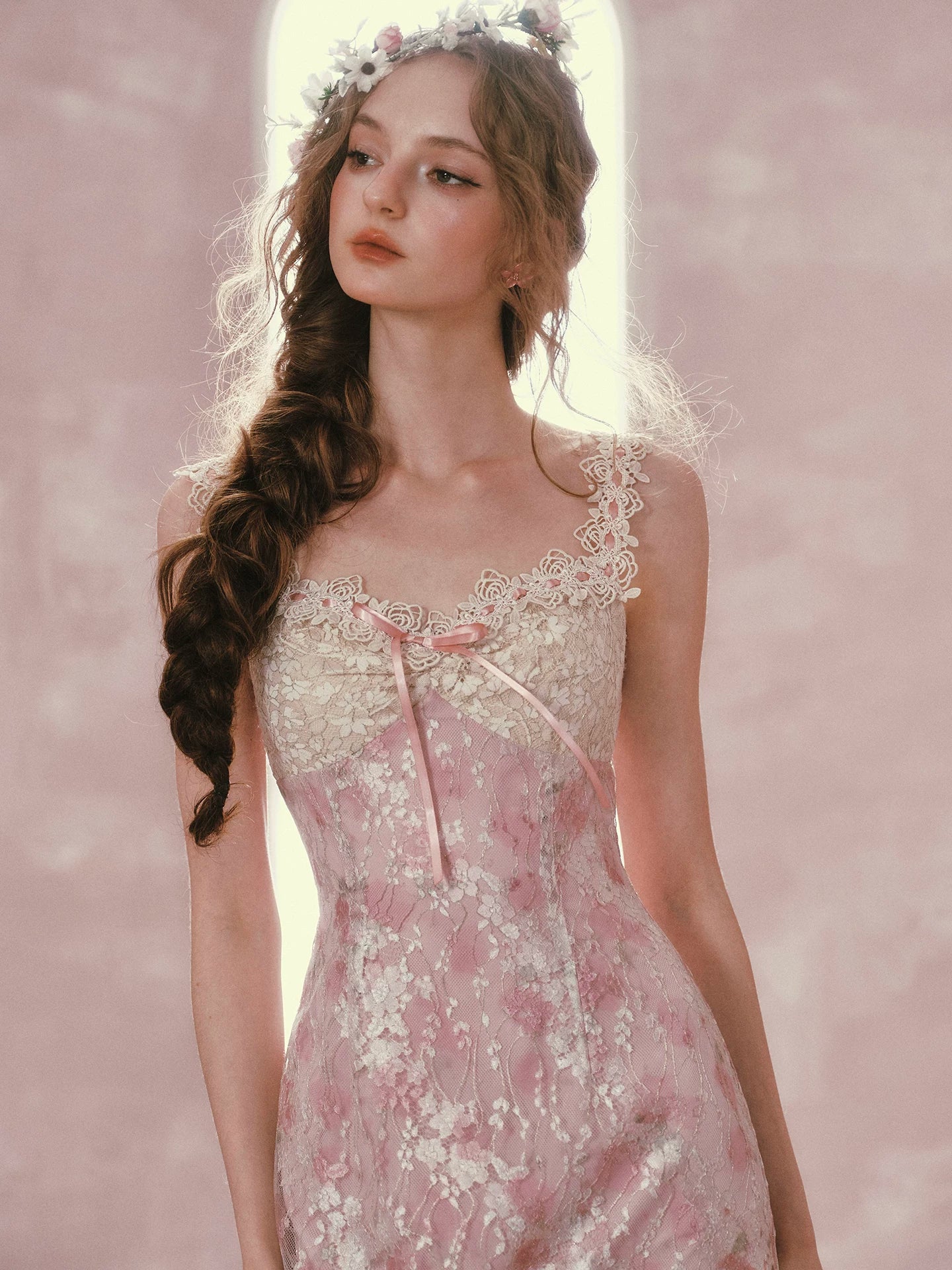 Floral Rococo Lace Mermaid Midi Dress