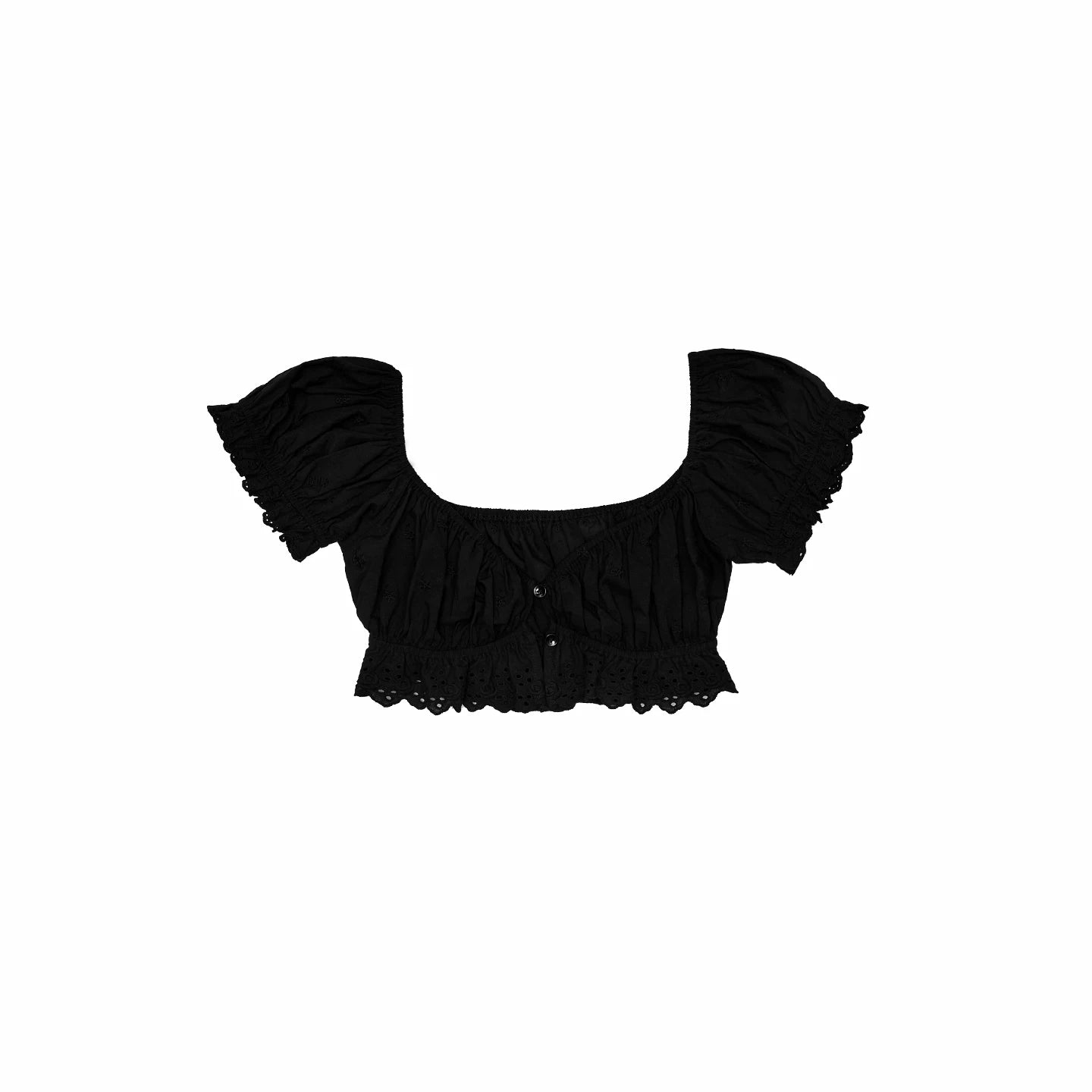 Jacquard Cotton Puff Sleeve Cropped Top 1Jinn Studio