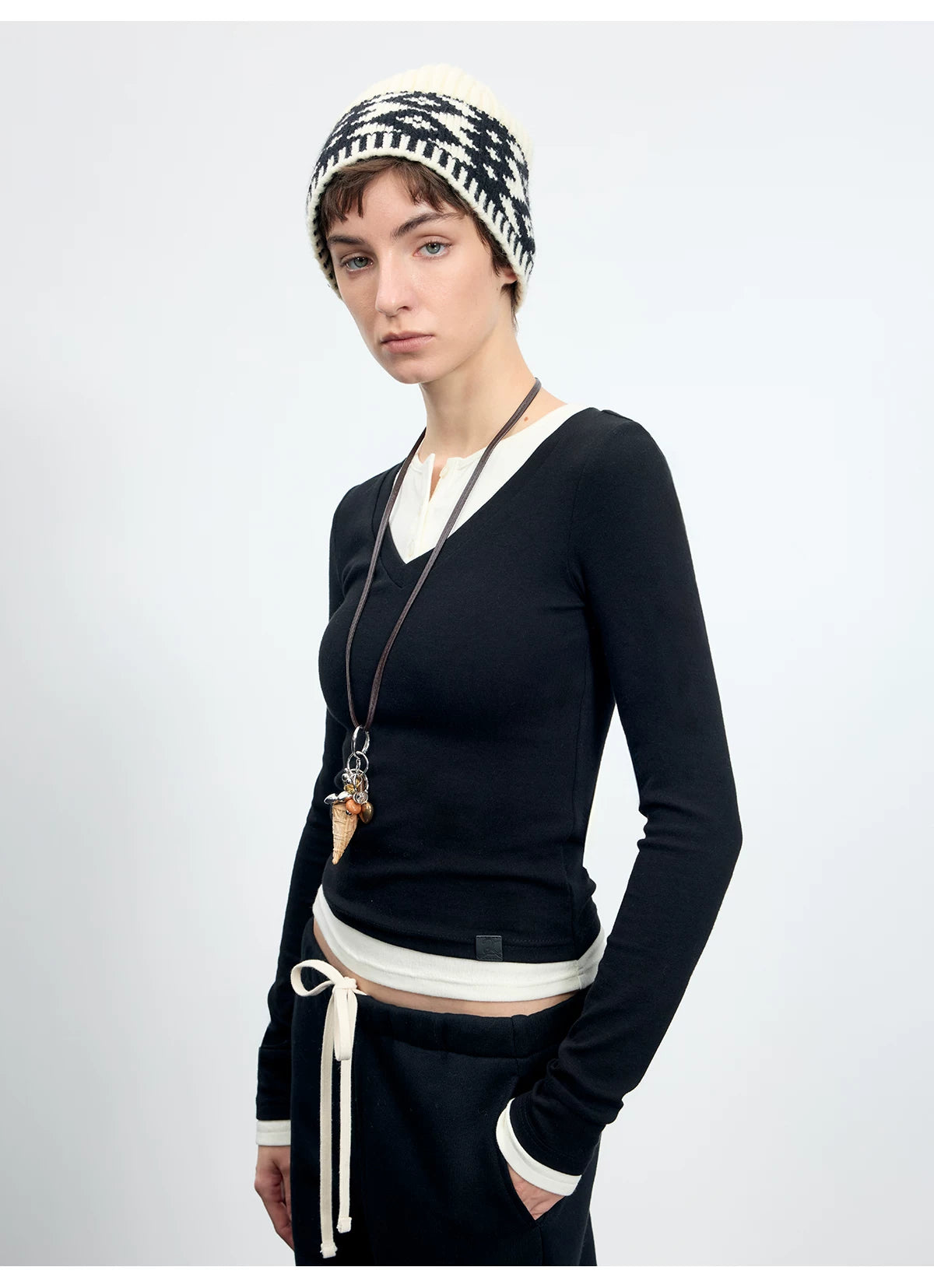 V-Neck Long-Sleeve Base T-Shirt