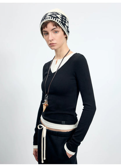 V-Neck Long-Sleeve Base T-Shirt