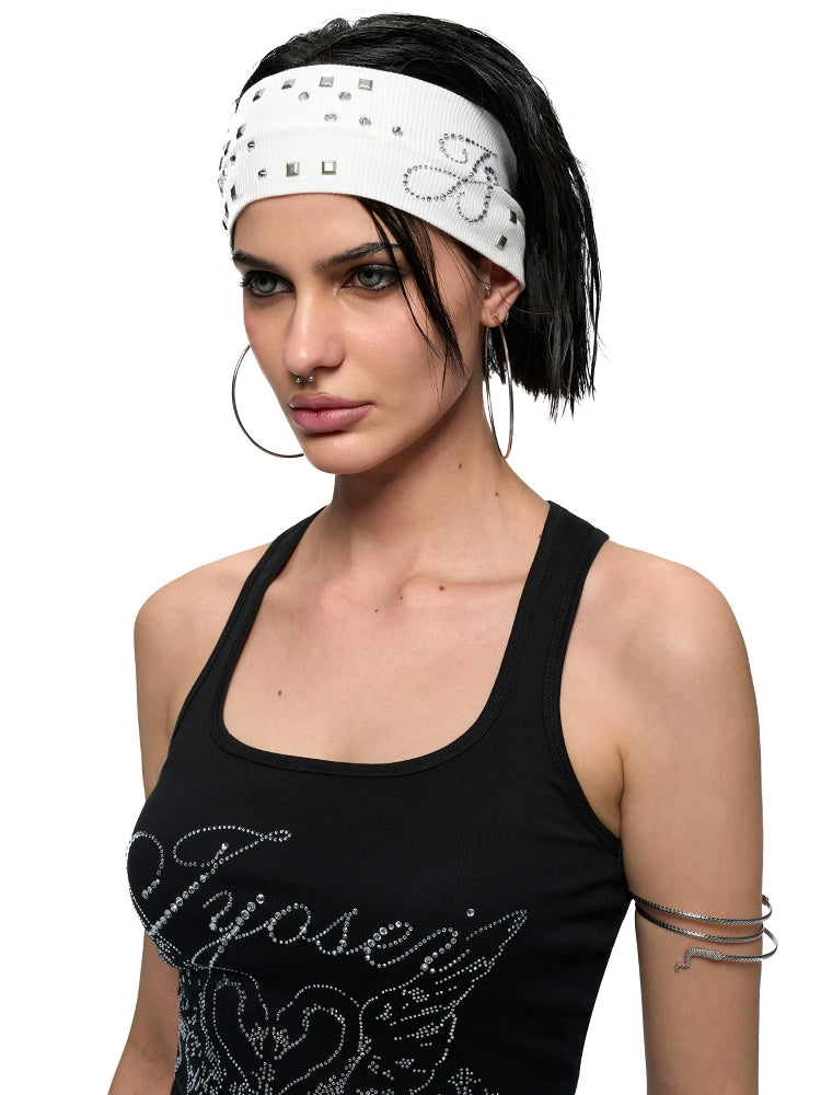 Crystal-Stud Logo Stretch Headband