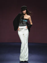 Colorblock Bustier Top & Relaxed Wool-Blend Knit Cardigan Set - CHINASQUAD