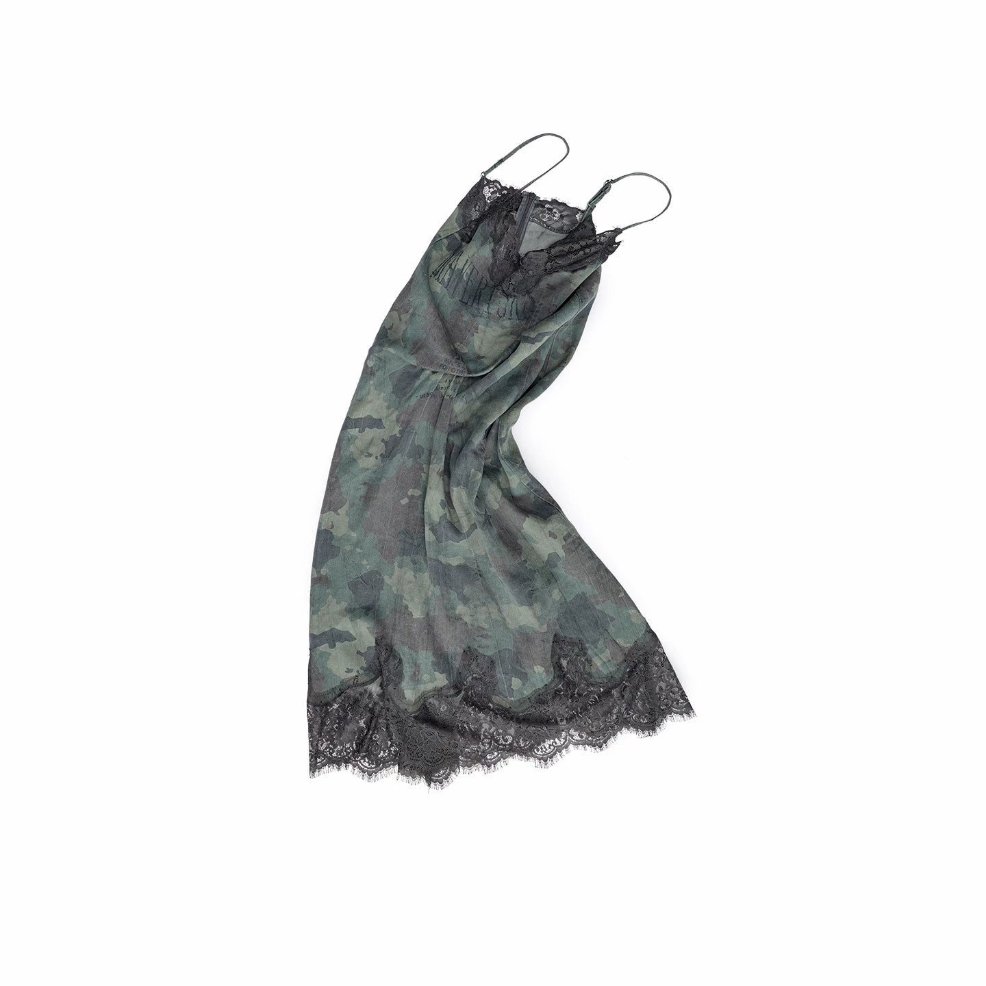 Camouflage Lace-Trim Printed Slip Dress