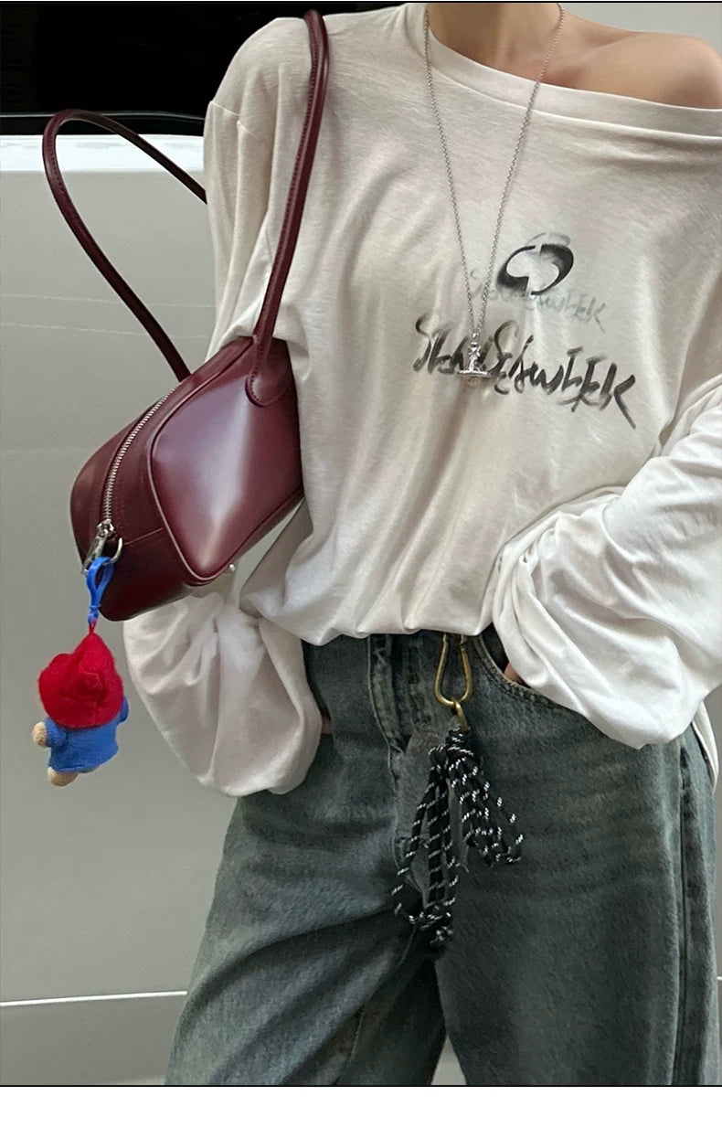 Vintage Washed Spray-Effect Long-Sleeve T-Shirt