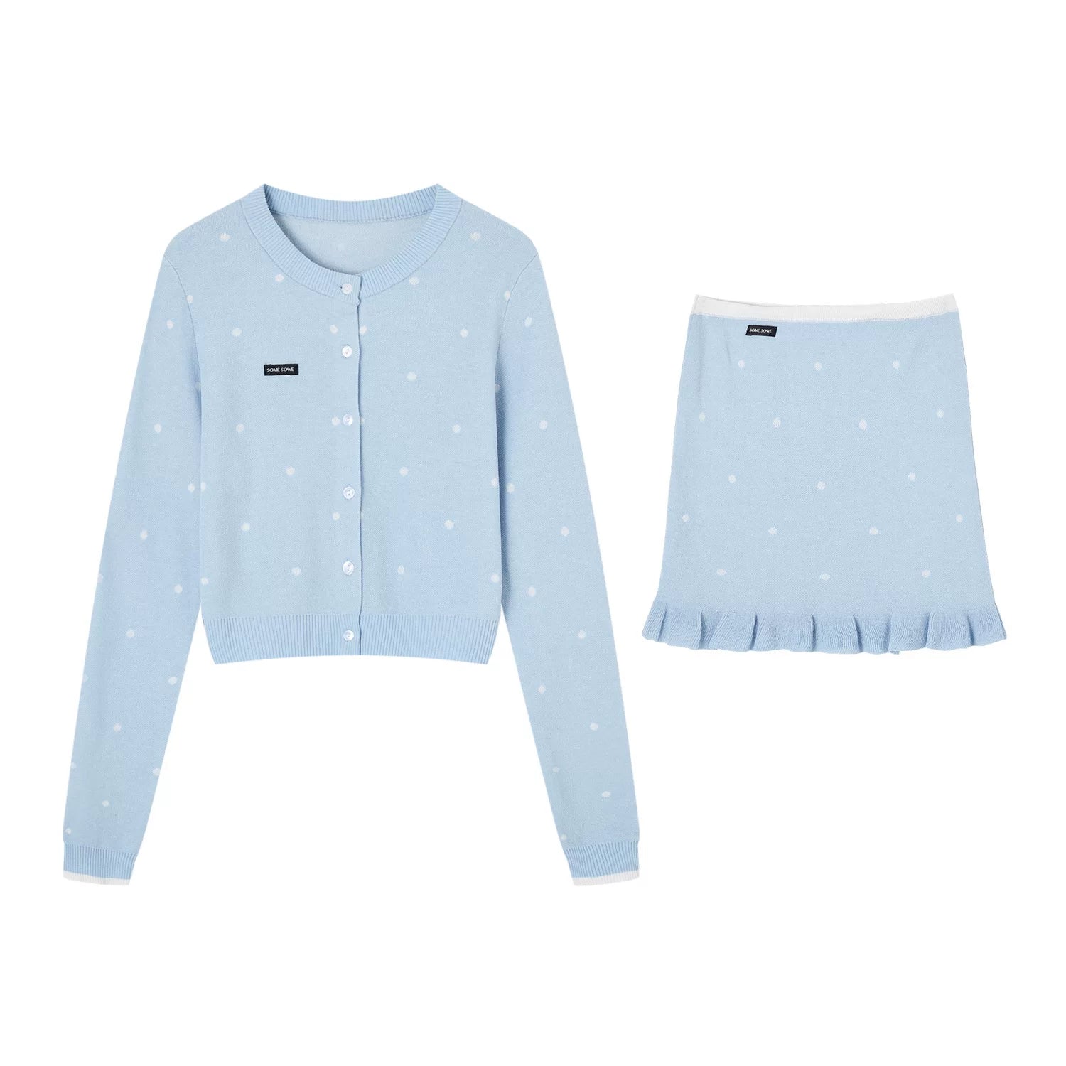 Ruffle Trim Bandeau &amp; Cardigan Knit Set