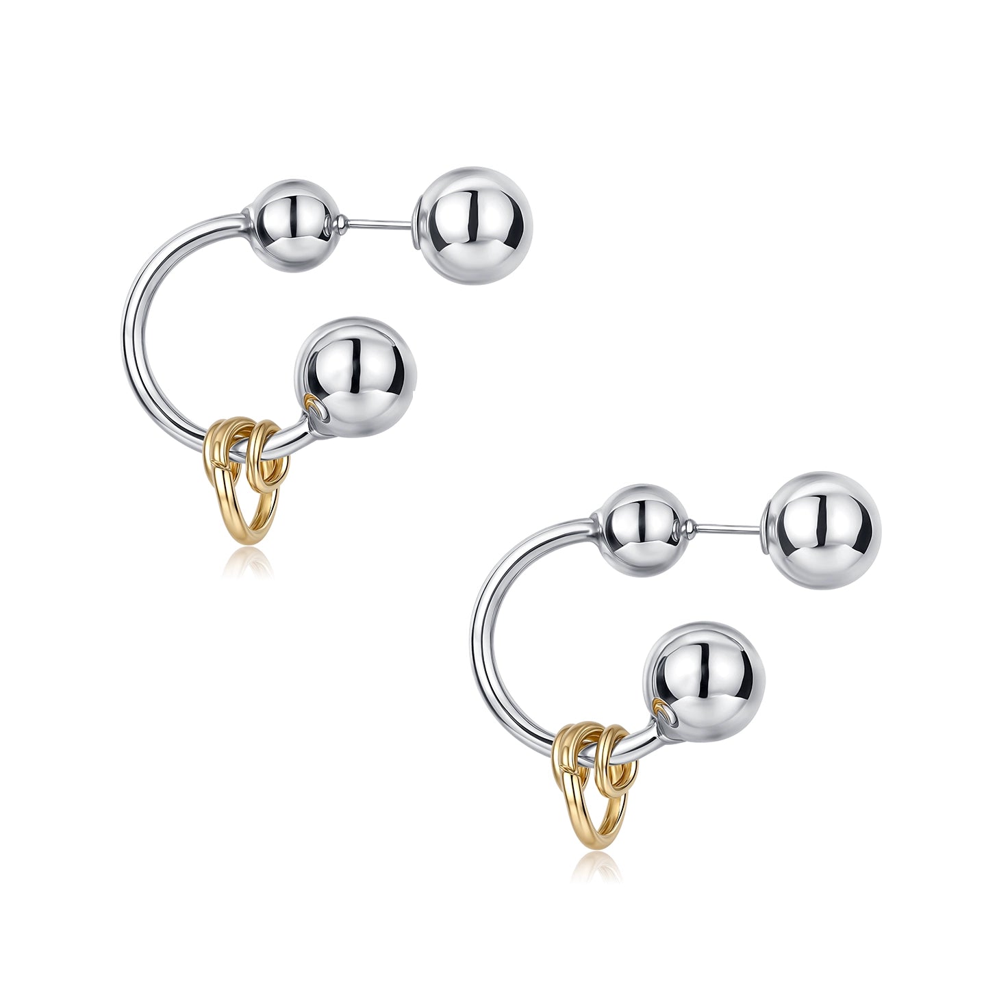 Reconstructed Dual-Tone Metallic Sphere Earrings