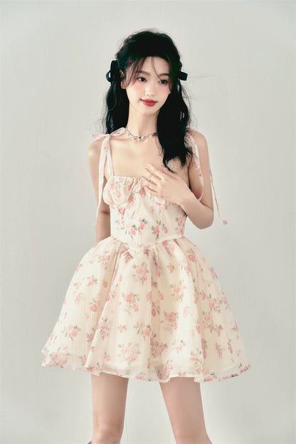 Pink Rose Floral Bow Dress