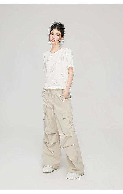 Black &amp; Khaki Cargo Wide-Leg Pants - CHINASQUAD