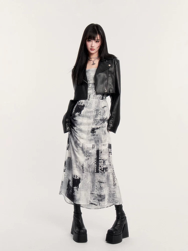 Graphic Camisole Slim-Fit Maxi Dress