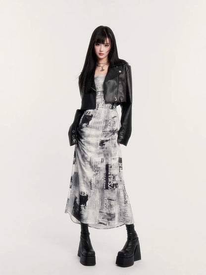 Graphic Camisole Slim-Fit Maxi Dress