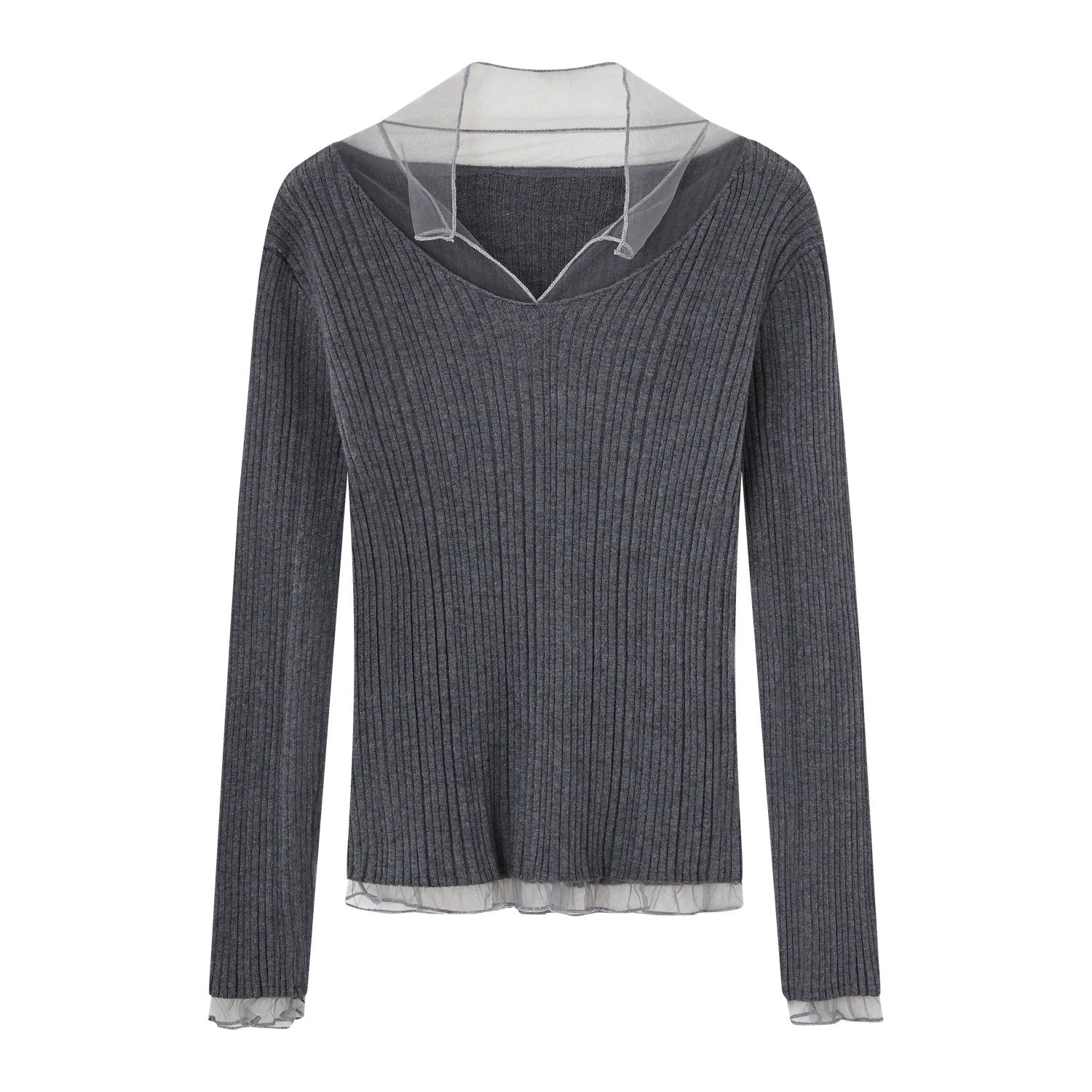 Mesh-Panel High-Stretch Base Crewneck