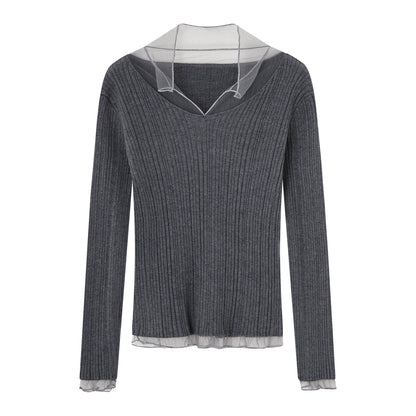 Mesh-Panel High-Stretch Base Crewneck