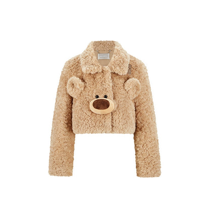 Bear Face Faux Fur Coat