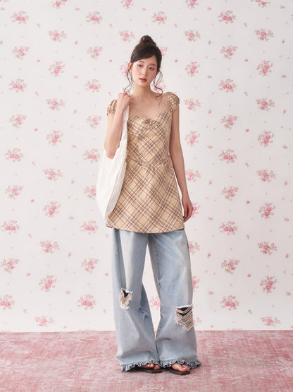 Vintage Plaid A-Line Mini Dress