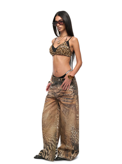 Joséi Leopard Strappy Halter Bra