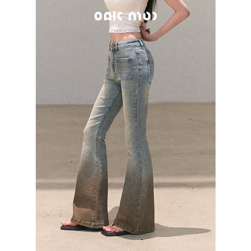 Valley Fog Vintage Washed Flared Jeans