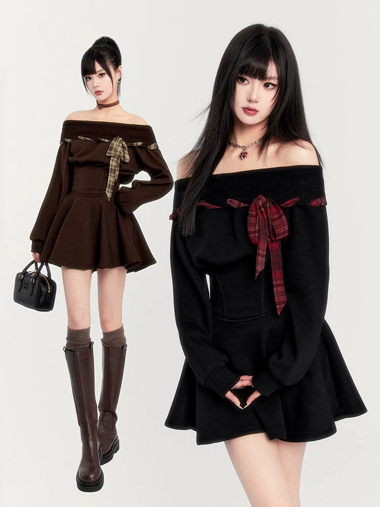 Fleece Waist-Cinching Sweatshirt Dress