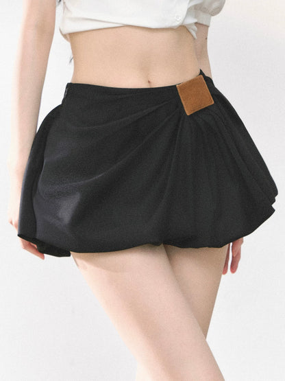 American-Style High-Waist Bubble Mini Skirt
