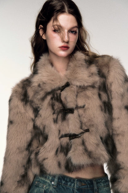 Sweet-Cool Leopard Faux Fur Cropped Jacket