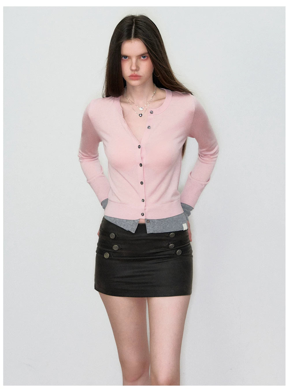 Patchwork Fitted Wool Knit Cardigan