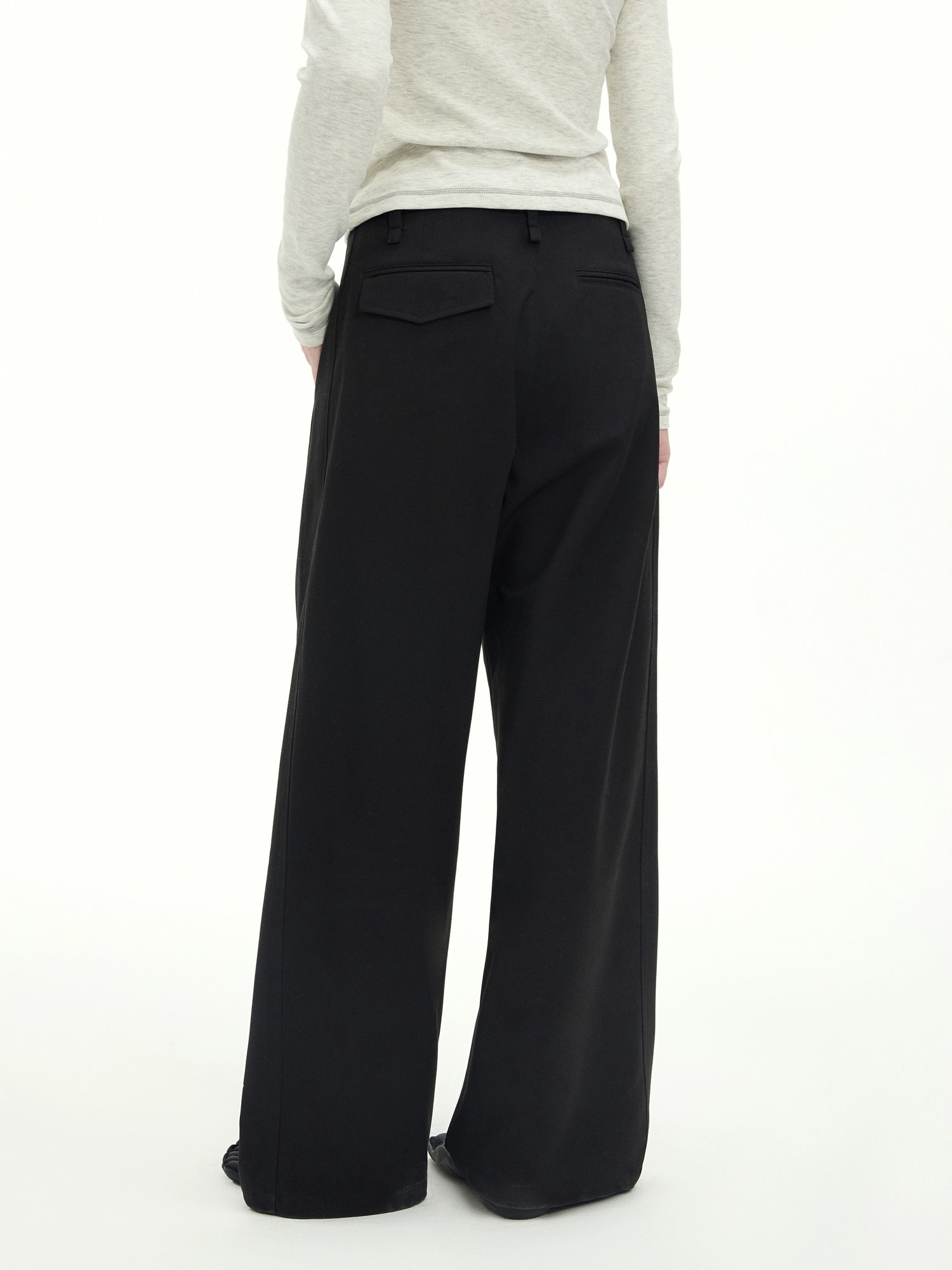 Drawstring Wool-Blend Wide-Leg Pants