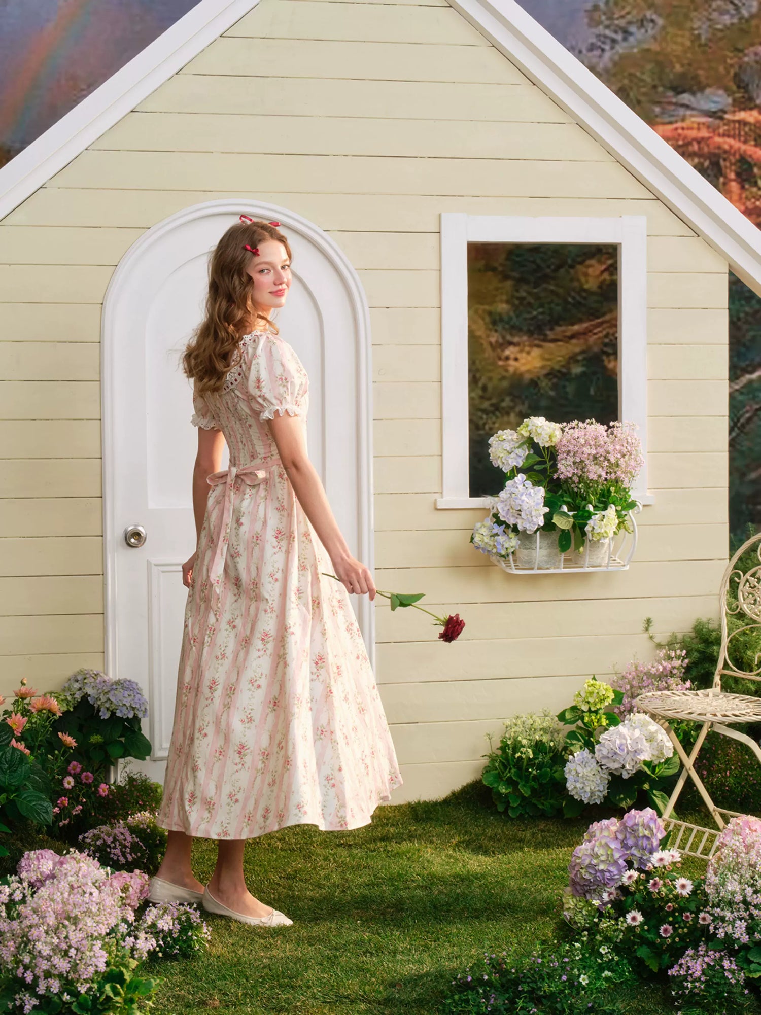 Audrey Garden Corset Floral Maxi Dress