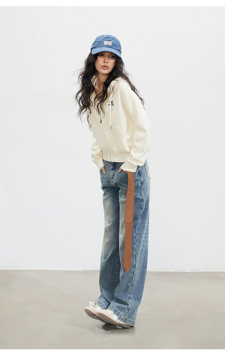 Vintage Washed Wide-Leg Jeans - CHINASQUAD