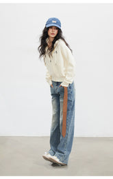 Vintage Washed Wide-Leg Jeans - CHINASQUAD