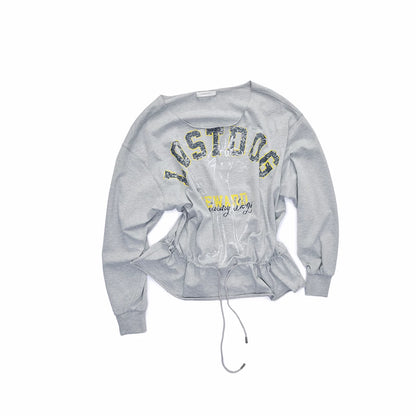 Asymmetric Graphic Drawstring Hoodie