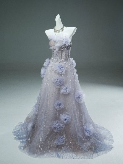 Enchanting Purple Couture Gown with Handcrafted Beading