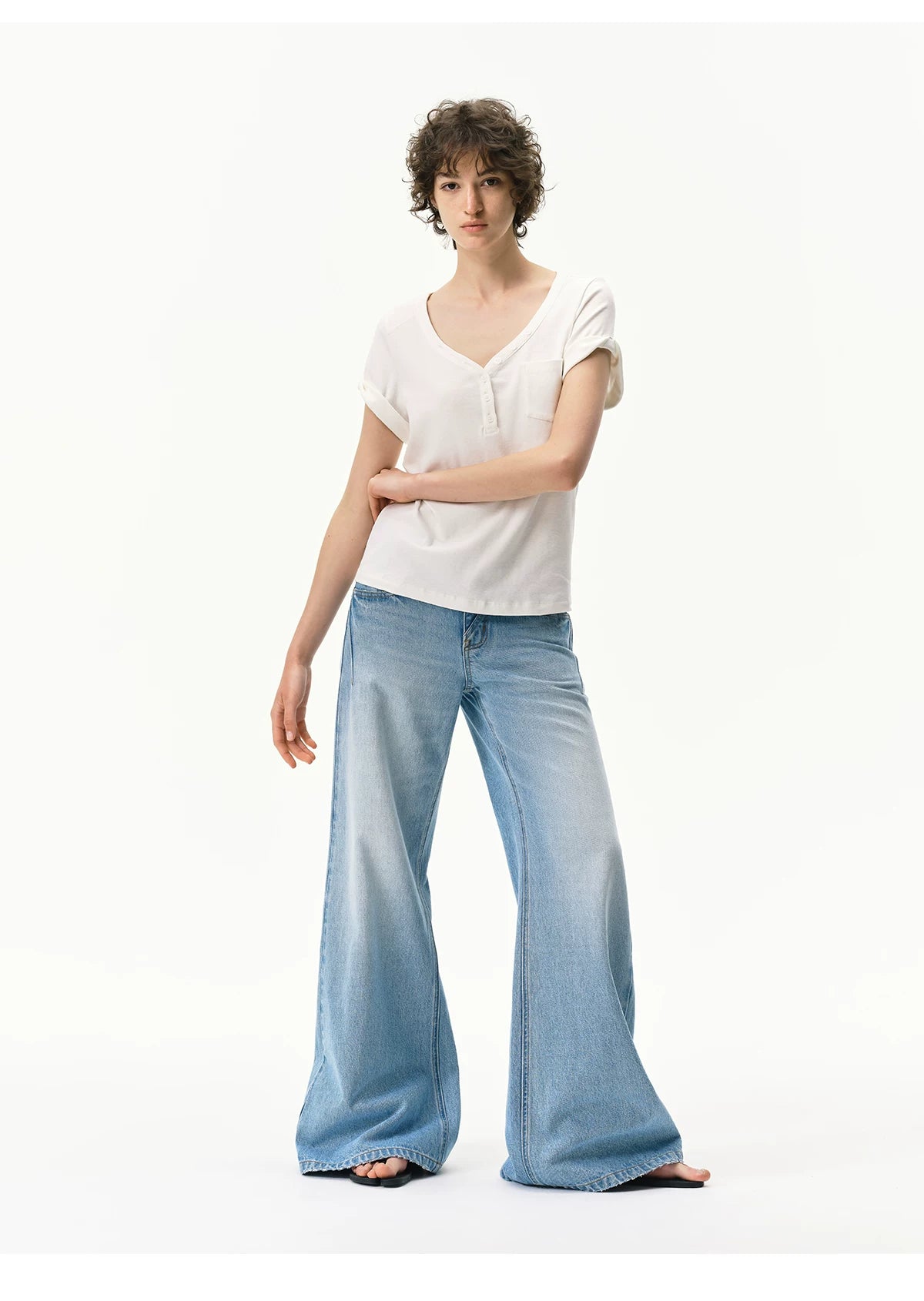 Vintage Light Wash Low-Rise Flared Jeans