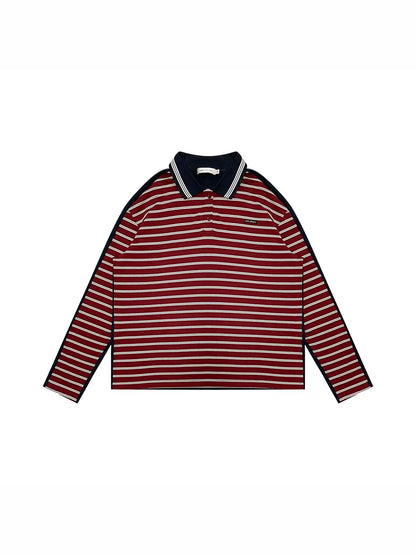 Striped Long-Sleeve Polo Shirt