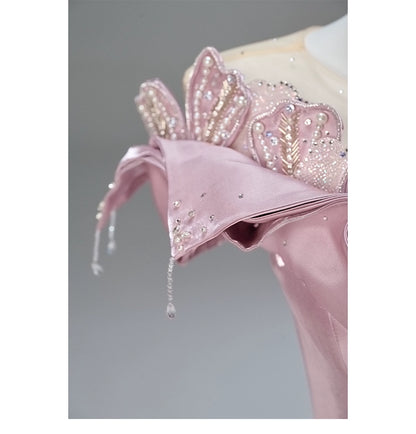 Peachcore Satin Bloom Couture Gown