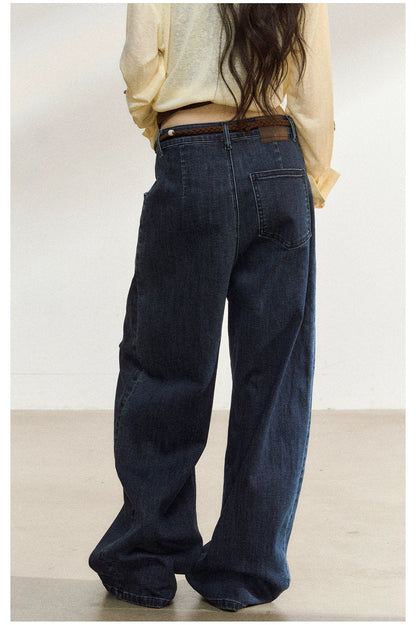 Classic Indigo High-Stretch Wide-Leg Jeans