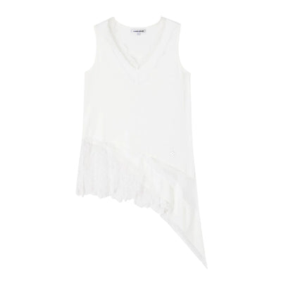 Asymmetrical Lace V-Neck Sleeveless Top