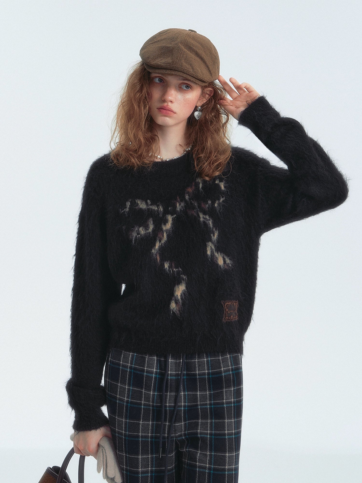 Leopard Print Bowknot Round Neck Sweater