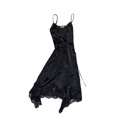 Lace Patchwork Plaid V-Neck Slip Dress