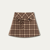 Wool Plaid A-Line Skirt - CHINASQUAD