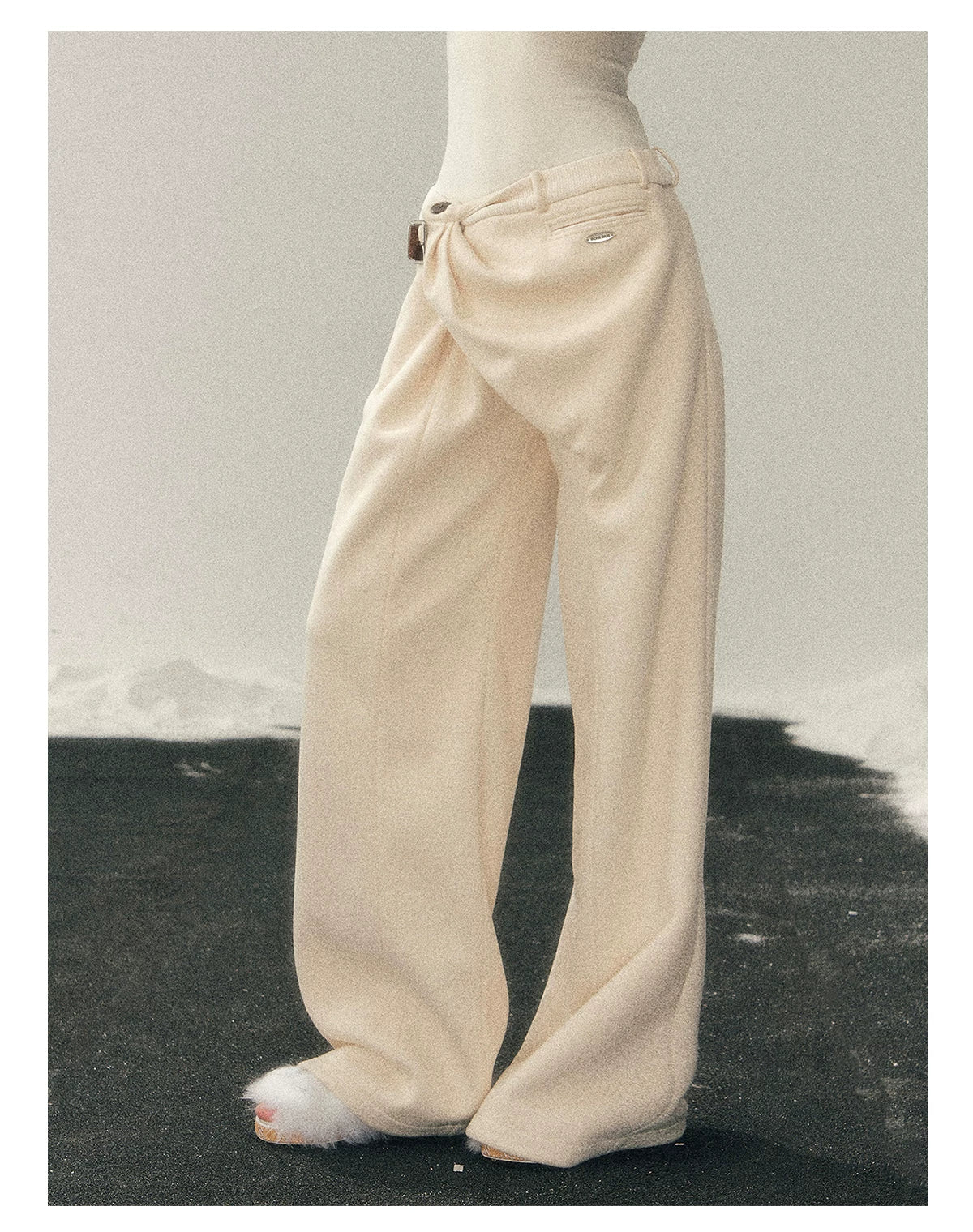 Korean Fleece-Lined Wide-Leg Pants