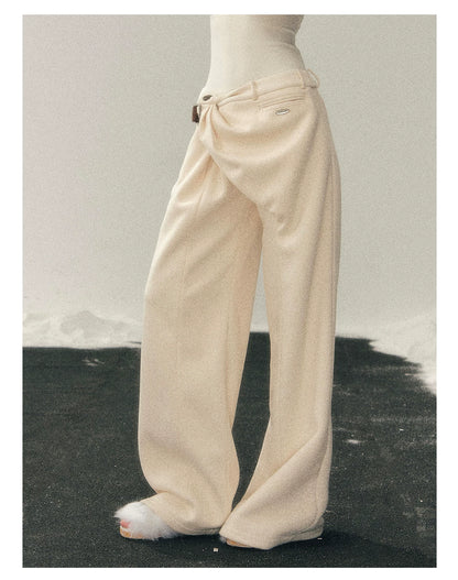 Korean Fleece-Lined Wide-Leg Pants