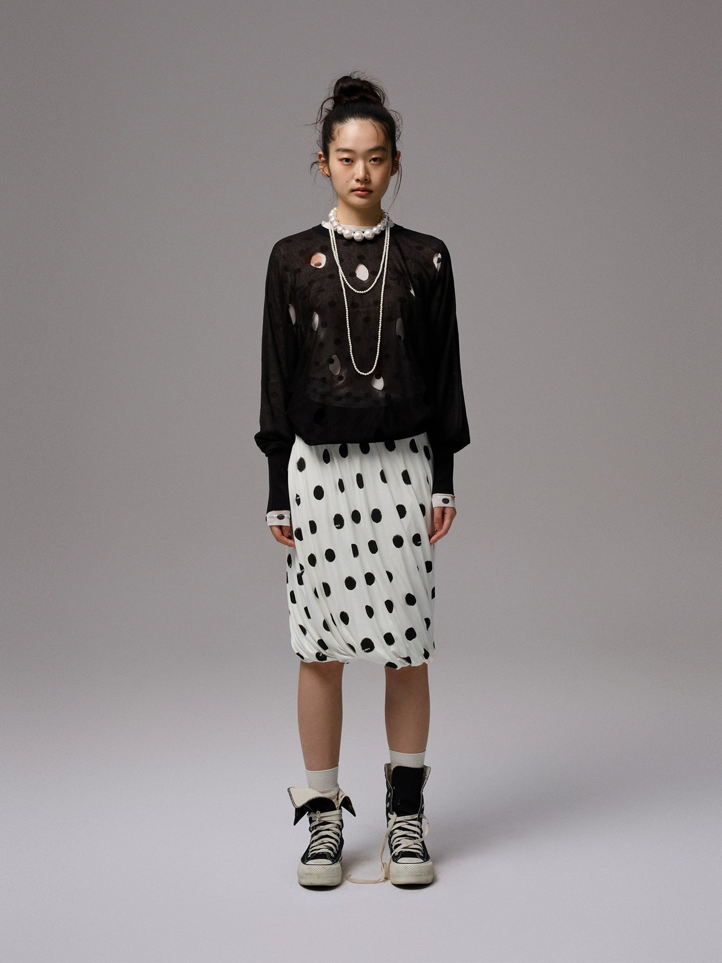 Polka Dot Knit Crewneck