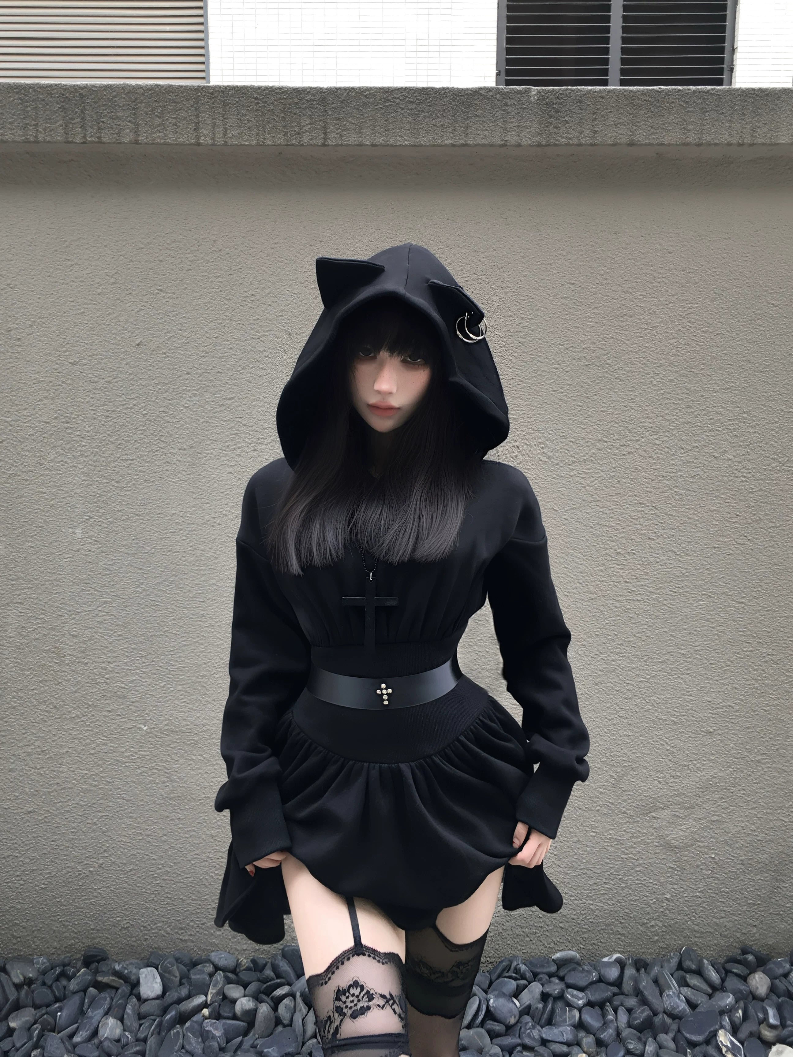 Waist-Cinching Sweatshirt Dress